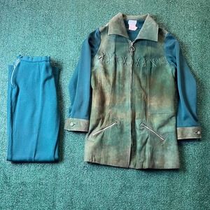 Vintage Lane Bryant Tall Shop Suede/Wool Jacket & Pants Set